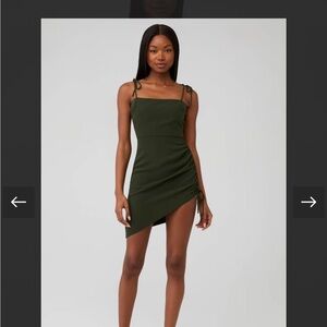Amanda Uprichard Chiara Dress Green Ruched Mini Dress Adjustable Straps

Revolve